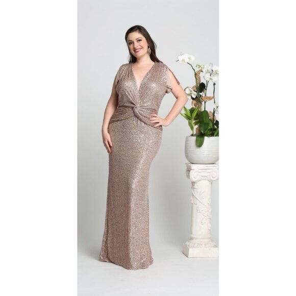 sachin and babi light blue dress Beaded Mermaid Evening Gown with Detachable Overskirt Sparkly by Royal Queen  RQ8234 main image 0